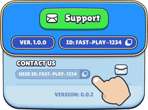Screenshot showing where to find your User ID and version number in the game